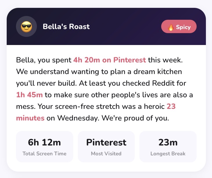 Bella's weekly roast